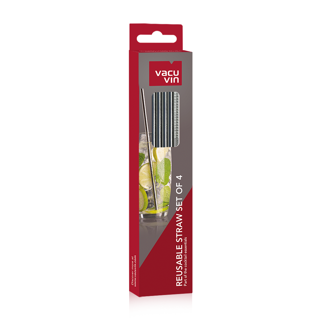 VACU VIN REUSABLE STRAW STAINLESS STEEL | SET OF 4
