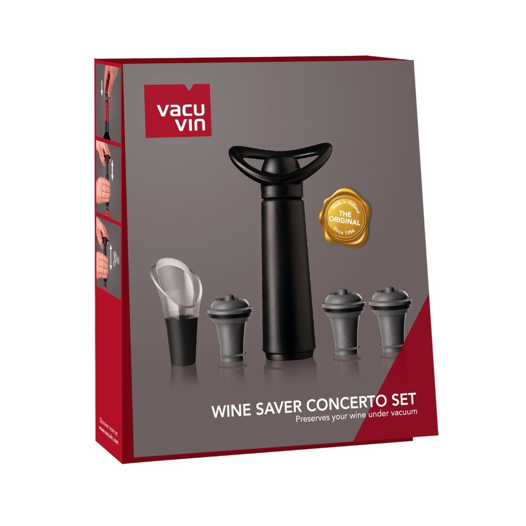 VACU VIN WINE SAVER CONCERTO BLACK GIFT SET